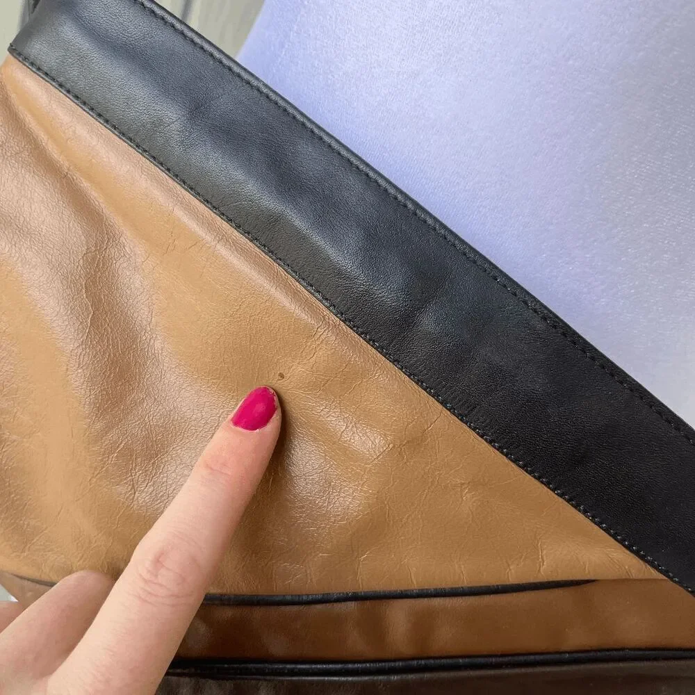 Vintage 70s Juliette Originals Leather Colorblock Crossbody Bag Purse - Picture 7 of 9